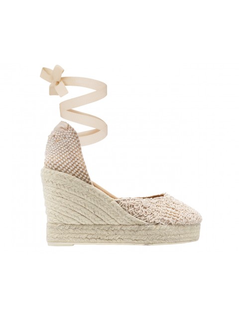 MANEBÌ Cotton Crochet Wedge Espadrilles 