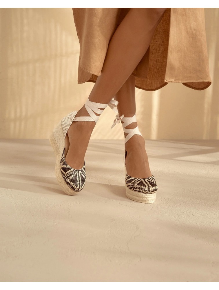 MANEBÌ Raffia Pattern Wedge Εσπαντρίγιες