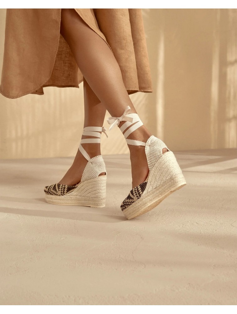 MANEBÌ Raffia Pattern Wedge Εσπαντρίγιες
