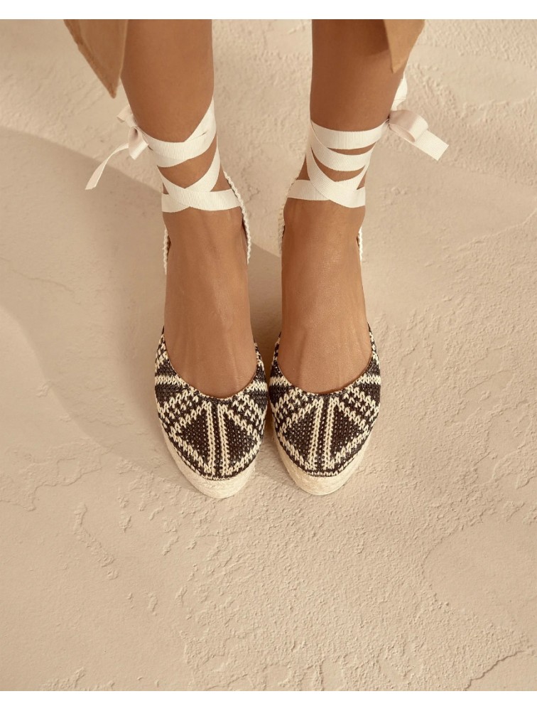 MANEBÌ Raffia Pattern Wedge Εσπαντρίγιες