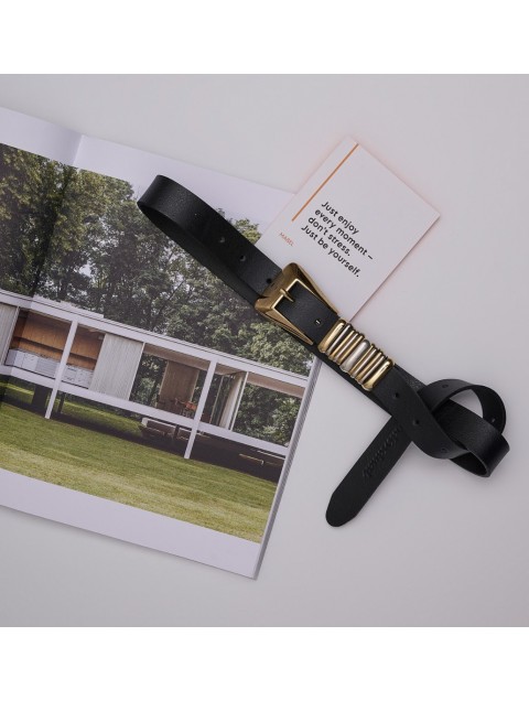 INDIVIDUAL "Heart of gold" Black leather belt