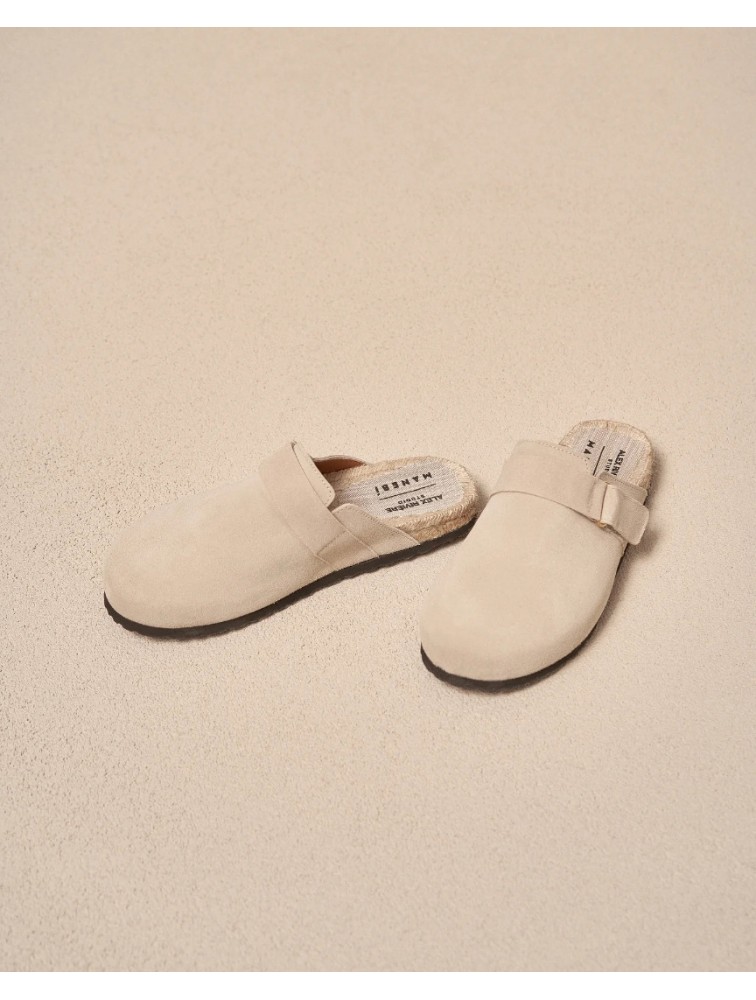 MANEBÌ Μπεζ σουέντ γυναικεία clog mules