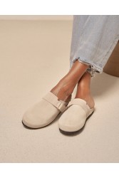 MANEBÌ Μπεζ σουέντ γυναικεία clog mules