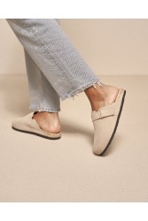 MANEBÌ Μπεζ σουέντ γυναικεία clog mules