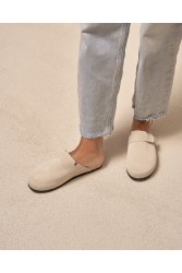 MANEBÌ Μπεζ σουέντ γυναικεία clog mules