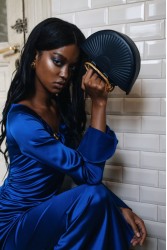 LA CHAINE Daphne Blue Μπλε τσάντα