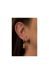 MÉRBABE 18k DIXIE Emerald Hoop Earrings Σκουλαρίκια Από Επιχρυσωμένο Ασήμι 925