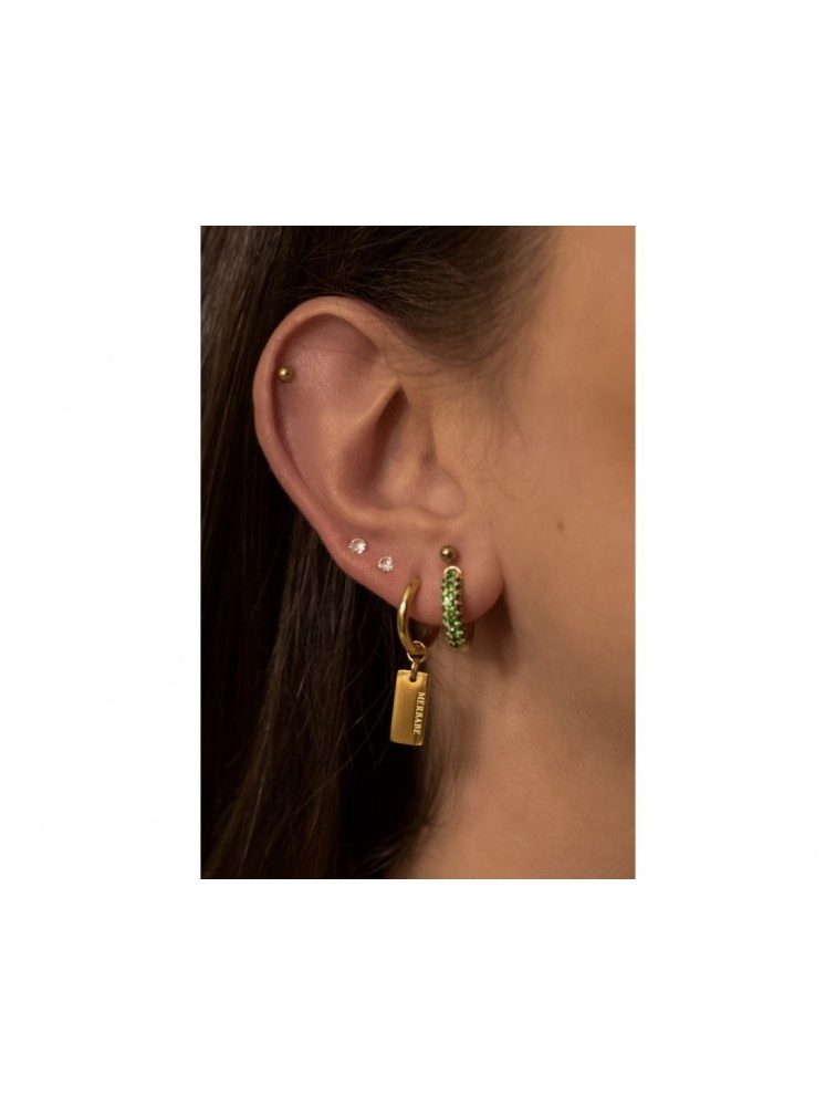 MÉRBABE 18k DIXIE Emerald Hoop Earrings Σκουλαρίκια Από Επιχρυσωμένο Ασήμι 925