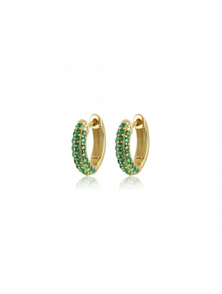 MÉRBABE 18k DIXIE Emerald Hoop Earrings Σκουλαρίκια Από Επιχρυσωμένο Ασήμι 925