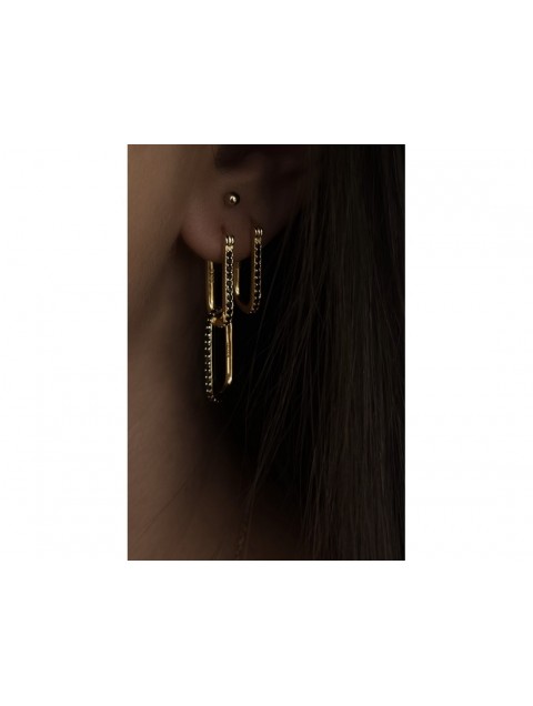 MÉRBABE 18k LIVIA Black Earrings Χρυσά Σκουλαρίκια Από Επιχρυσωμένο Ασήμι 925 