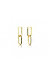 MÉRBABE 18k LIVIA Black Earrings Χρυσά Σκουλαρίκια Από Επιχρυσωμένο Ασήμι 925