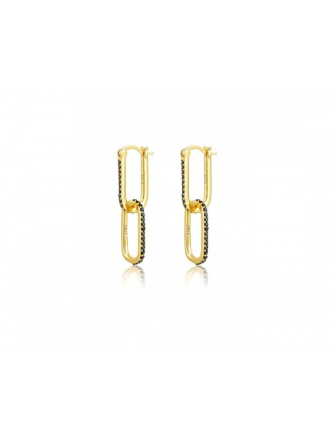 MÉRBABE 18k LIVIA Black Earrings Χρυσά Σκουλαρίκια Από Επιχρυσωμένο Ασήμι 925 