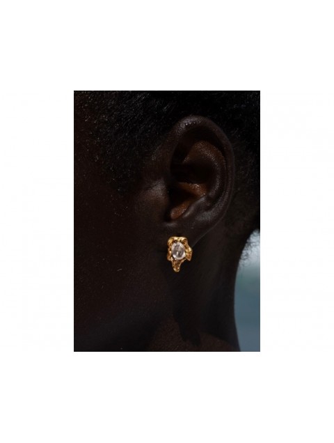 MÉRBABE 18k ROQUE Clear Stud Earrings Σκουλαρίκια Από Επιχρυσωμένο ανοξείδωτο ατσάλι 18 καρατίων