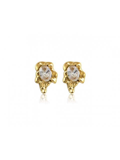MÉRBABE 18k ROQUE Clear Stud Earrings Σκουλαρίκια Από Επιχρυσωμένο ανοξείδωτο ατσάλι 18 καρατίων