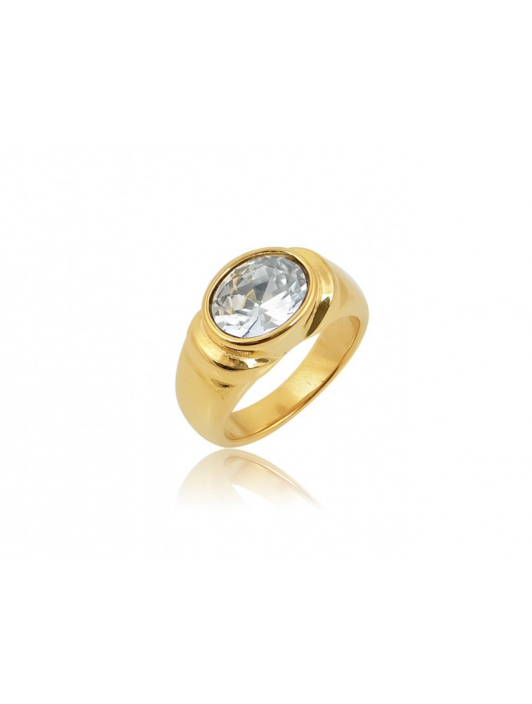 MÉRBABE 24K MAYA Clear Ring Premium Gold Plated Stainless Steel