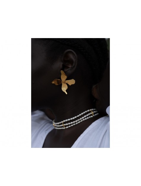 MÉRBABE 24k AZALEA Earrings Σκουλαρίκια Από 24K Επίχρυσο Ατσάλι