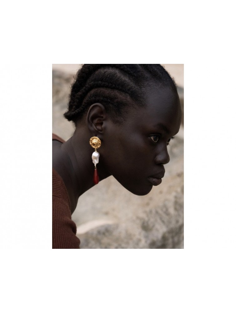 MÉRBABE 24k NOELLE Earrings Terracotta Σκουλαρίκια Από Επιχρυσωμένο ανοξείδωτο ατσάλι 24 καρατίων