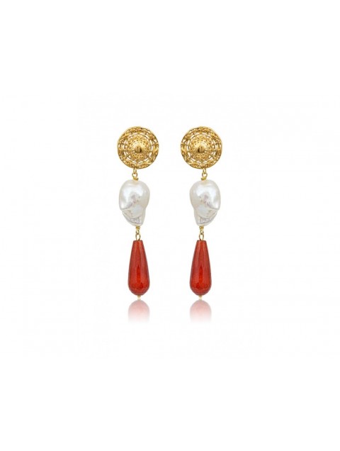 MÉRBABE 24k NOELLE Earrings Terracotta Σκουλαρίκια Από Επιχρυσωμένο ανοξείδωτο ατσάλι 24 καρατίων
