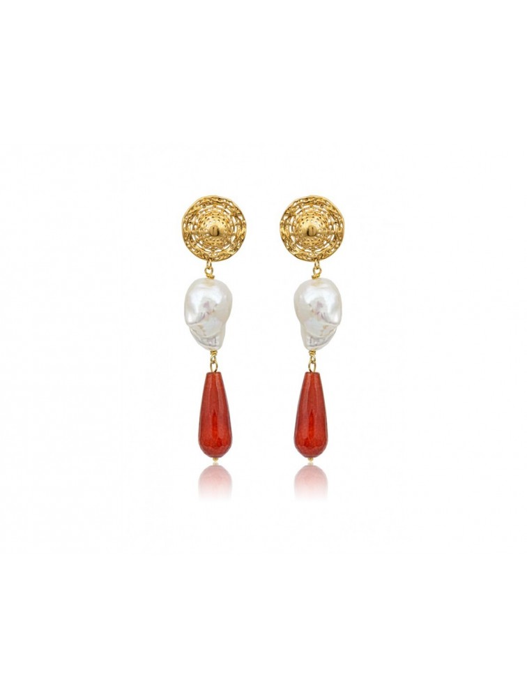 MÉRBABE 24k NOELLE Earrings Terracotta Σκουλαρίκια Από Επιχρυσωμένο ανοξείδωτο ατσάλι 24 καρατίων