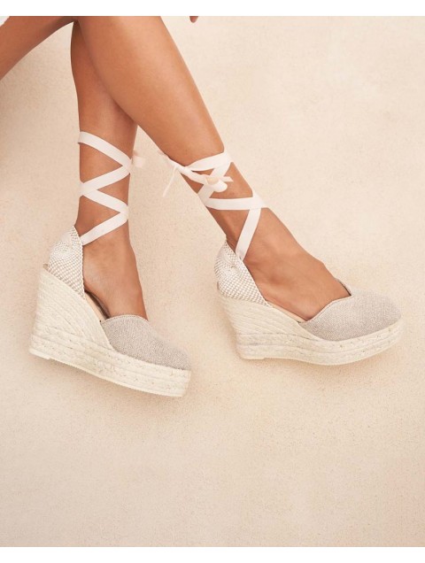 MANEBÌ  Organic Hemp Heart-Shaped Wedge Espadrilles 