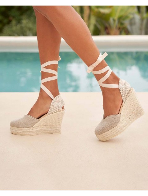 MANEBÌ  Organic Hemp Heart-Shaped Wedge Espadrilles 