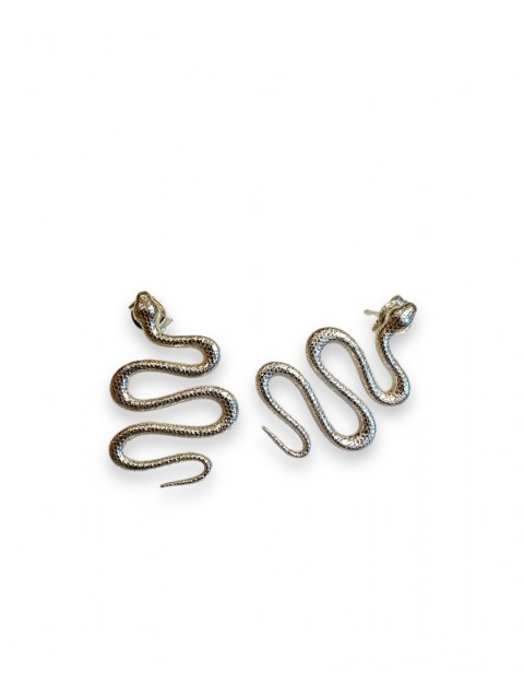 ZÉNAÏS Python Large silver pin earrings- Silver 925