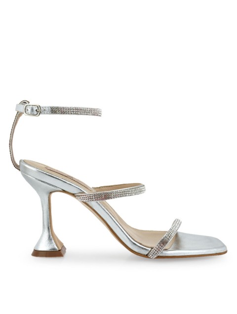 TSAKIRIS MALLAS Silver leather women's sandals TSAKIRIS MALLAS Silver leather women's sandals