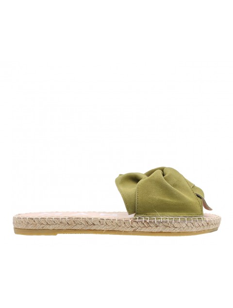 MANEBÌ Soft Suede Khaki Sandals With Knot 