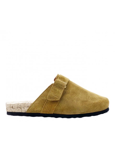MANEBÌ Χακί σουέντ γυναικεία clog mules