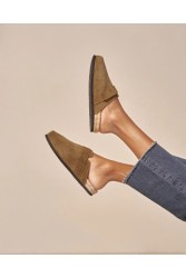 MANEBÌ Suede Champagne Khaki women's clog mules