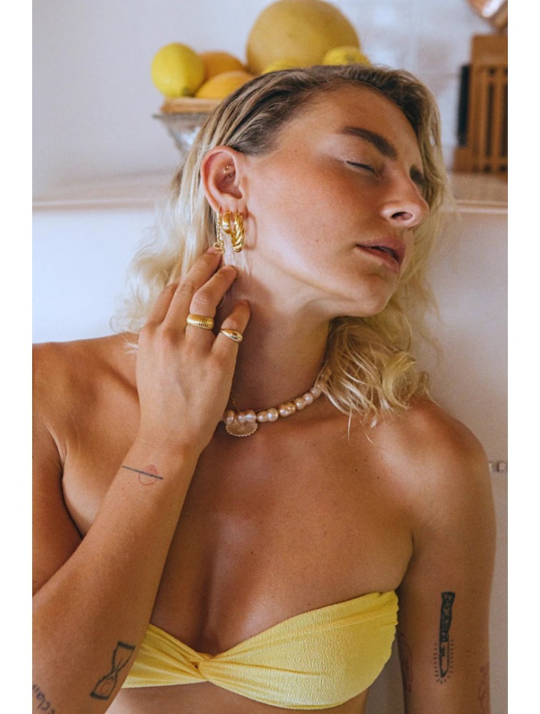 ZÉNAÏS Brenda Pearl Necklace Κολιέ Με Ροζ Μαργαριτάρια