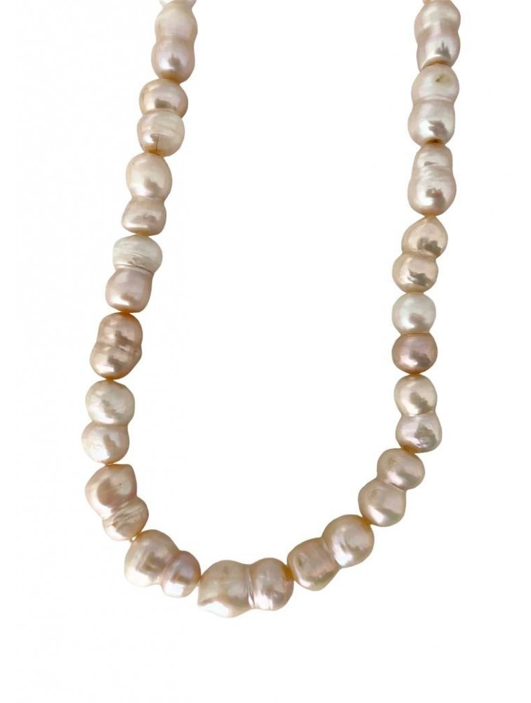 ZÉNAÏS Brenda Pearl Necklace Κολιέ Με Ροζ Μαργαριτάρια