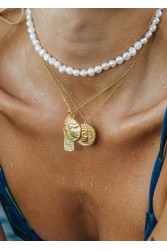 ZÉNAÏS Kelly Pearl Necklace Κολιέ Με Λευκά Μαργαριτάρια και επιχρυσωμένο ασήμι 925 14 καρατίων