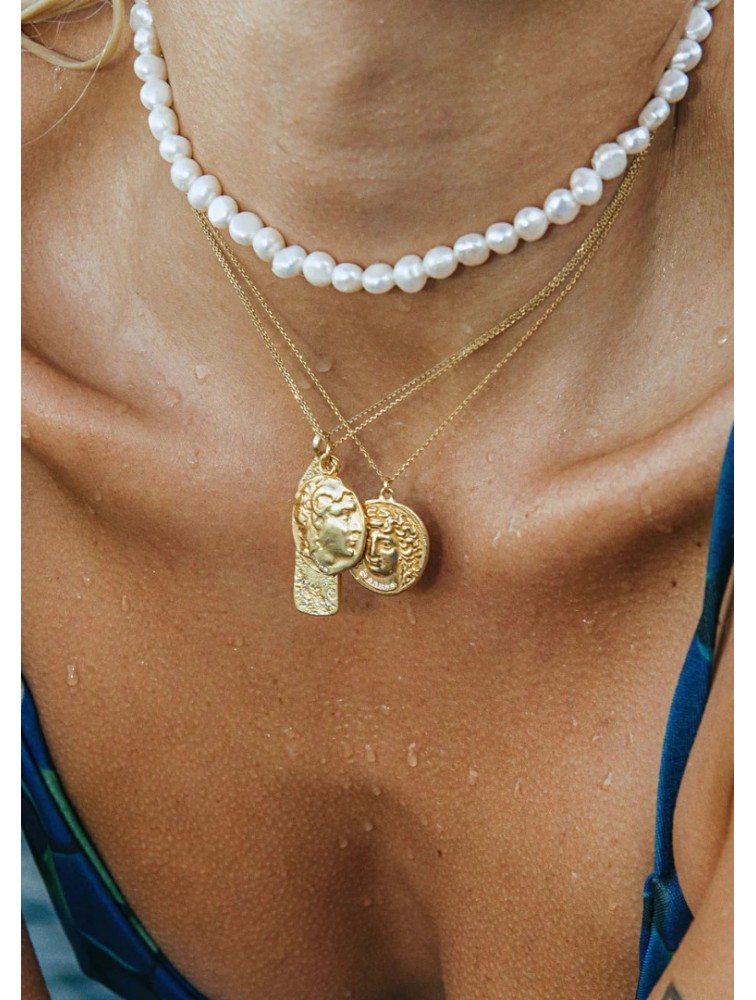 ZÉNAÏS Kelly Pearl Necklace Κολιέ Με Λευκά Μαργαριτάρια και επιχρυσωμένο ασήμι 925 14 καρατίων