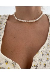 ZÉNAÏS Kelly Pearl Necklace Κολιέ Με Λευκά Μαργαριτάρια και επιχρυσωμένο ασήμι 925 14 καρατίων