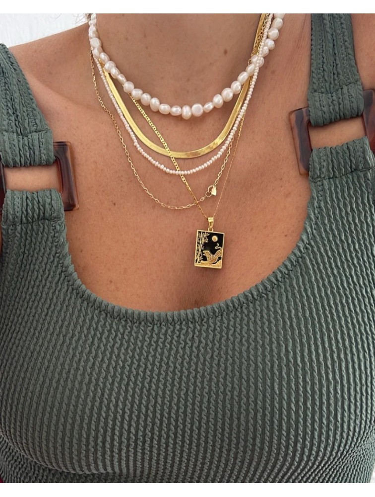 ZÉNAÏS Kelly Pearl Necklace Κολιέ Με Λευκά Μαργαριτάρια και επιχρυσωμένο ασήμι 925 14 καρατίων
