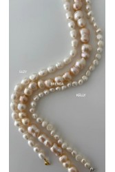ZÉNAÏS Kelly Pearl Necklace Κολιέ Με Λευκά Μαργαριτάρια και επιχρυσωμένο ασήμι 925 14 καρατίων