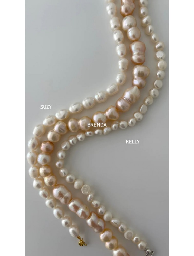 ZÉNAÏS Kelly Pearl Necklace Κολιέ Με Λευκά Μαργαριτάρια και επιχρυσωμένο ασήμι 925 14 καρατίων