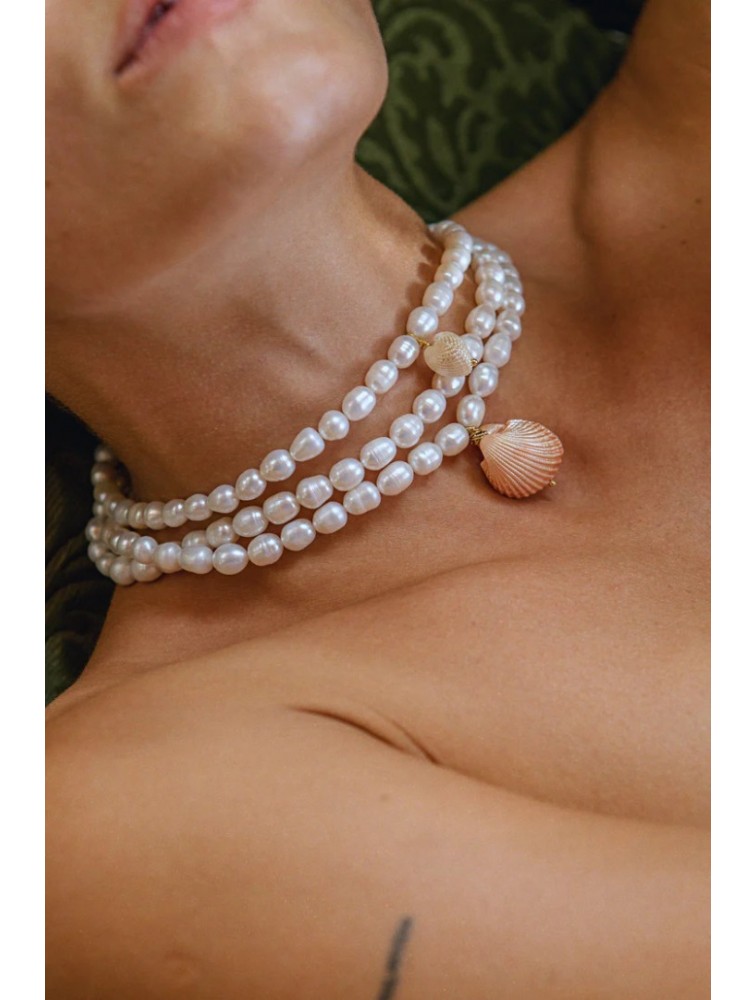 ZÉNAÏS Lily Pearl Necklace Κολιέ από επιχρυσωμένο ασήμι 925 14 καρατίων