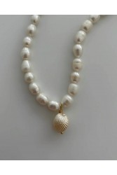 ZÉNAÏS Lily Pearl Necklace Κολιέ από επιχρυσωμένο ασήμι 925 14 καρατίων
