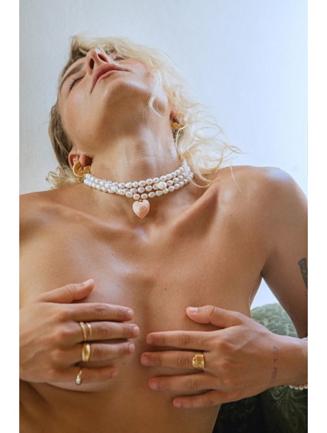 ZÉNAÏS Lily Pearl Necklace Κολιέ από επιχρυσωμένο ασήμι 925 14 καρατίων