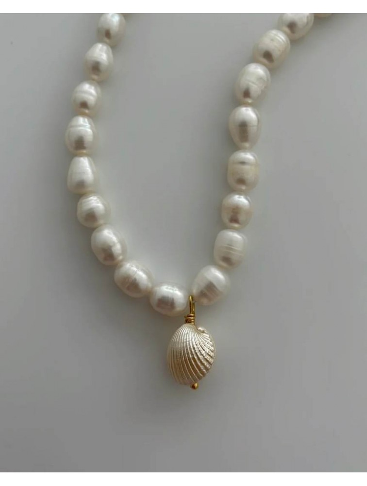 ZÉNAÏS Lily Pearl Necklace Κολιέ από επιχρυσωμένο ασήμι 925 14 καρατίων