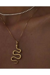 ZÉNAÏS Python Large gold necklace - Shiny Chain επιχρυσωμένο ασήμι