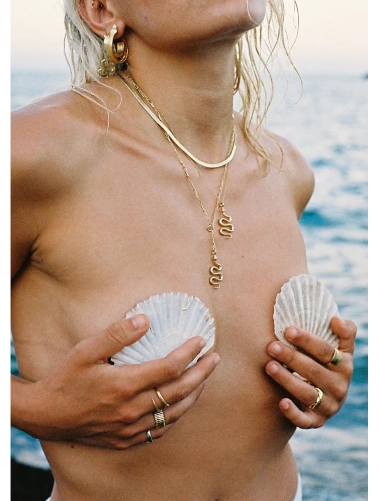 ZÉNAÏS Python Large gold necklace - Shiny Chain επιχρυσωμένο ασήμι