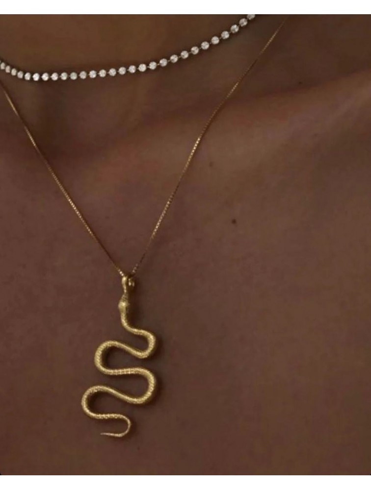 ZÉNAÏS Python Large gold necklace - Shiny Chain επιχρυσωμένο ασήμι