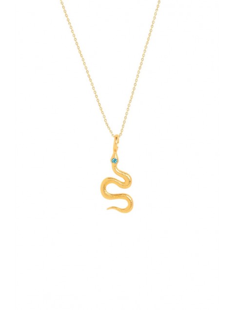ZÉNAÏS Python Small Rainbow necklace -24k gold plated turquoise color ZÉNAÏS Python Small Rainbow necklace -24k gold plated turquoise color