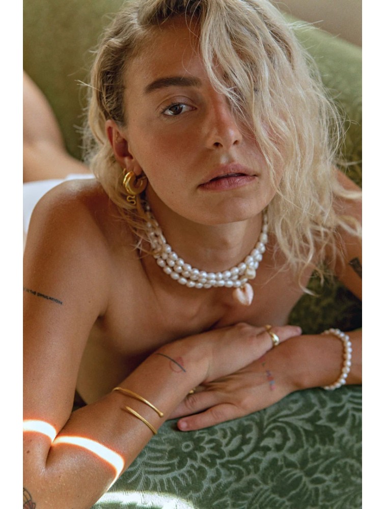 ZÉNAÏS Rose Pearl Necklace Κολιέ από επιχρυσωμένο ασήμι 925 14 καρατίων