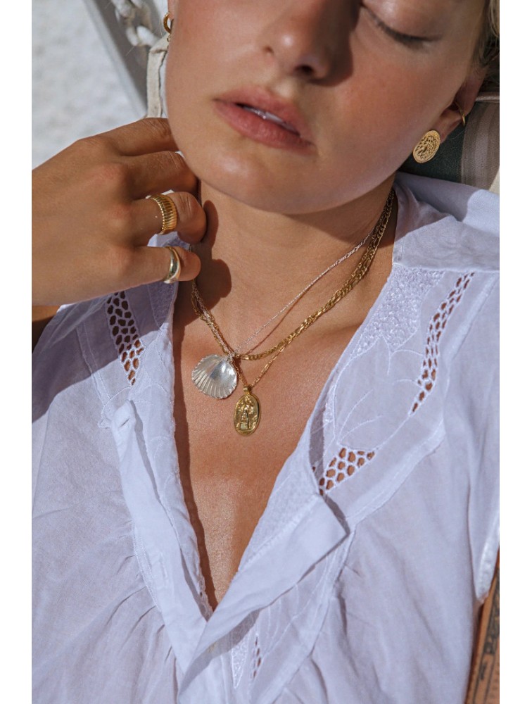 ZÉNAÏS Shell Necklace Κολιέ από Ασήμι 925