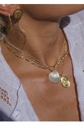 ZÉNAÏS Shell Necklace Κολιέ από Ασήμι 925