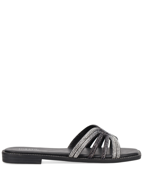 MIGATO Black women's sandal with rhinestones